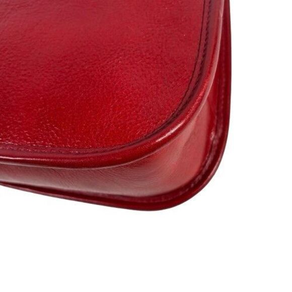 New Brighton Red Leather Shoulder Tote Bag Purse Silver Chain Floral Vine Accent - Picture 14 of 16